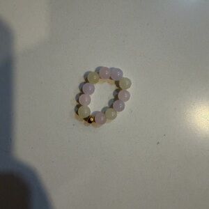 Elegant Pink and Cream Beaded ring